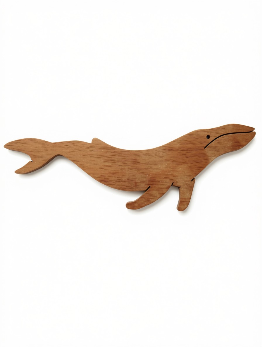 Baleine en bois découpé, finition brune