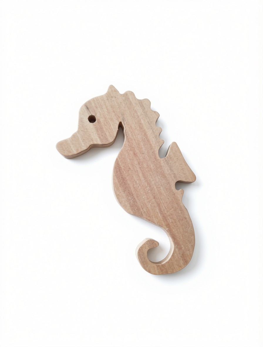 Hippocampe en bois, finition naturelle