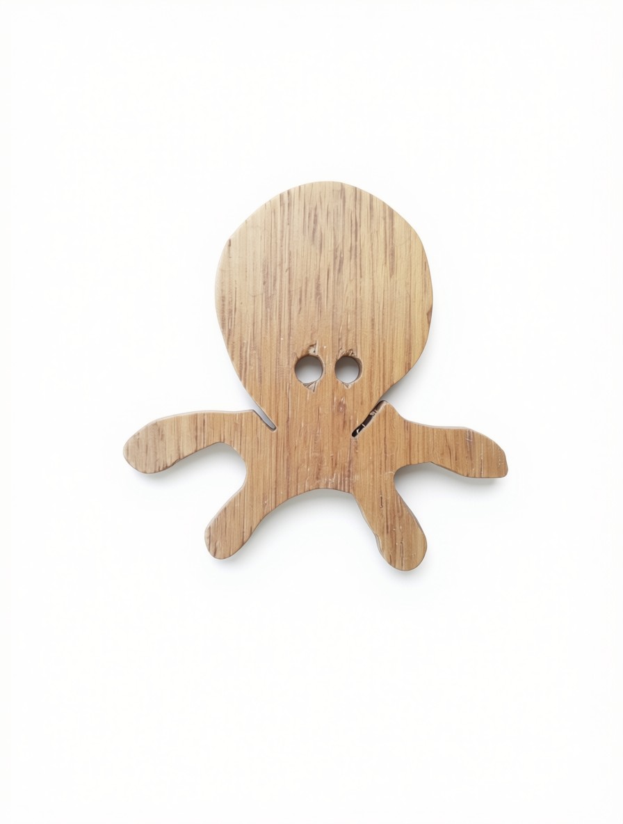 Poulpe en bois découpé, finition naturelle